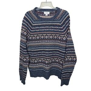 Goodfellow Co Fair Isle Sweater Blue Mens Size L Crew Neck Long Sleeve Knit